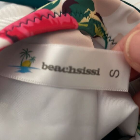 Beachsissi Floral Tropical Bikini Bottom Size Small White Green White - Picture 5 of 9